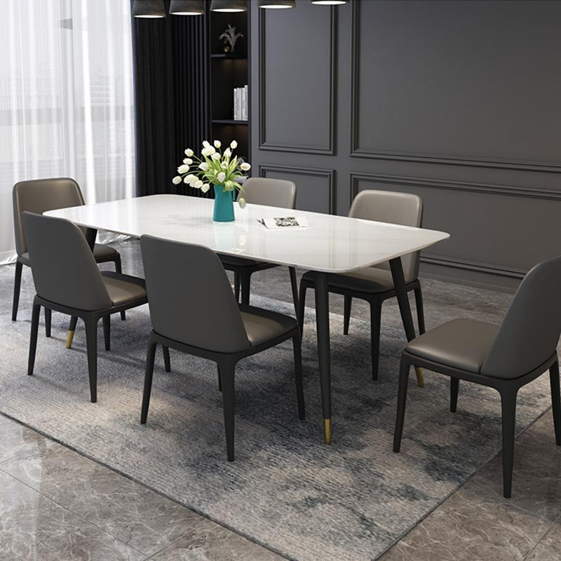 Luxury Sintered Stone Top Dining Table Rectangle White Table with 4 Legs