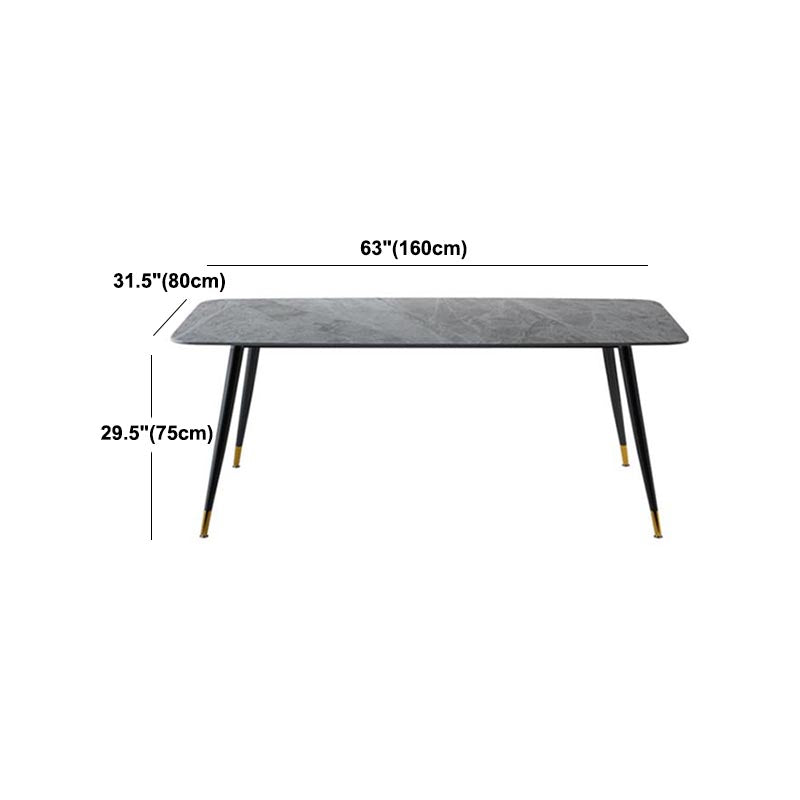 Luxury Sintered Stone Top Dining Table Rectangle Grey Table with 4 Legs