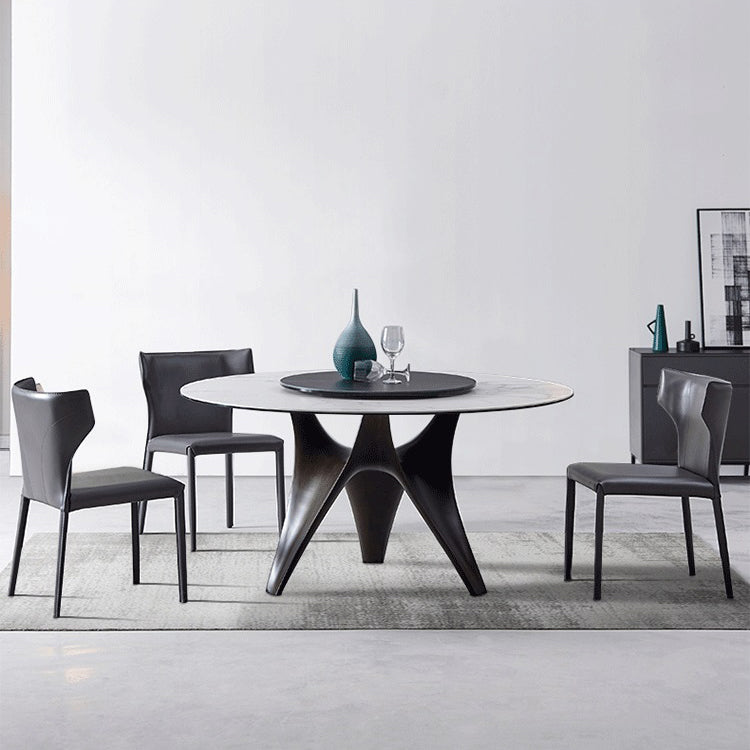 Contemporary  Dining Table Stone Round Dining Room Table with Tripod Base