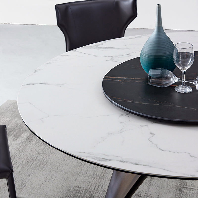 Contemporary  Dining Table Stone Round Dining Room Table with Tripod Base
