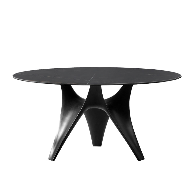 Contemporary  Dining Table Stone Round Dining Room Table with Tripod Base