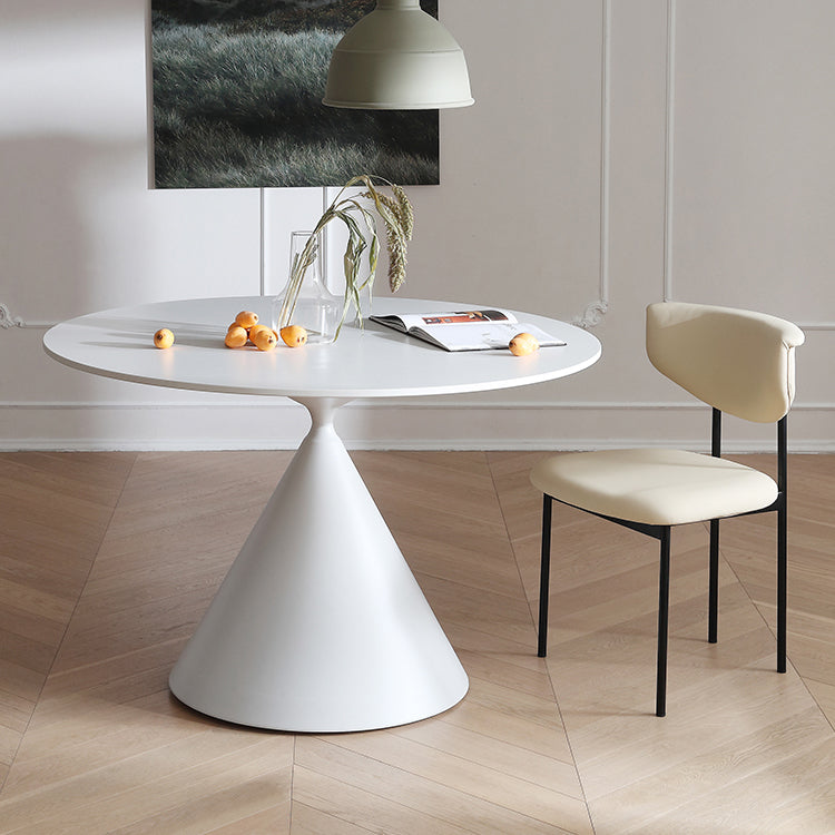 Contemporary Style Dining Table Stone Round Table with Pedestal Base