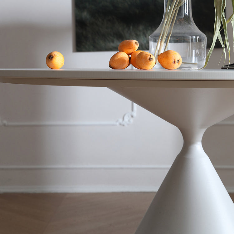 Contemporary Style Dining Table Stone Round Table with Pedestal Base