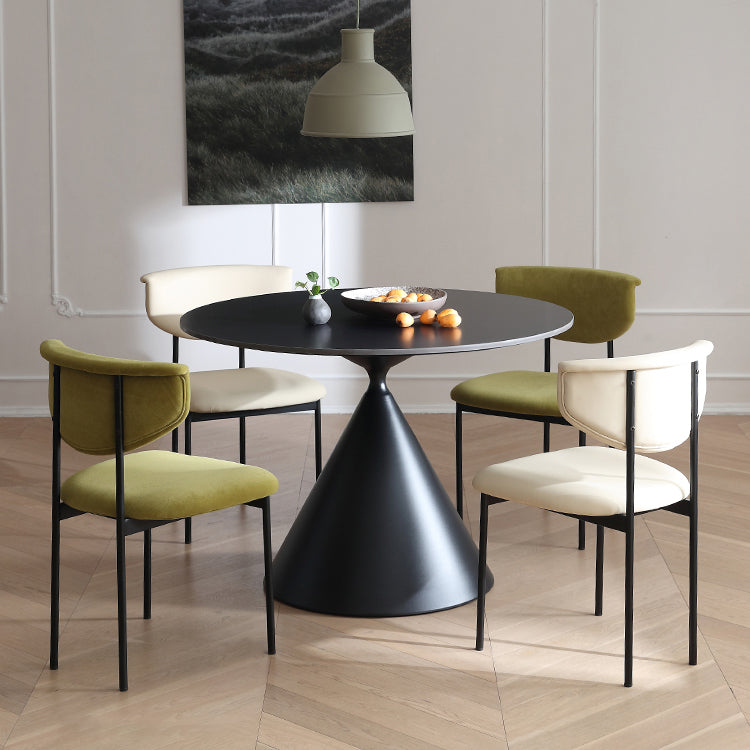 Contemporary Style Dining Table Stone Round Table with Pedestal Base