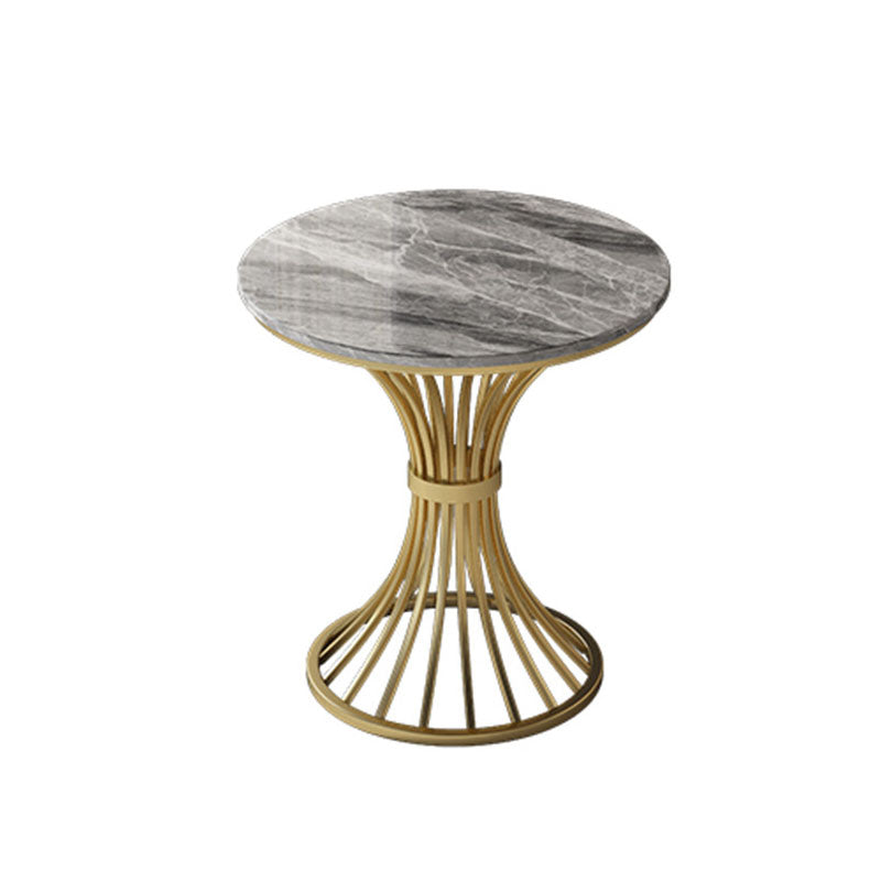 Traditional Luxury Dining Table Sintered Stone Round Table with Gold Base