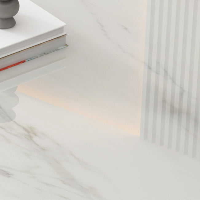 White Rectangle Stone Top Dining Site Table Industrial 4-foot Steel Table