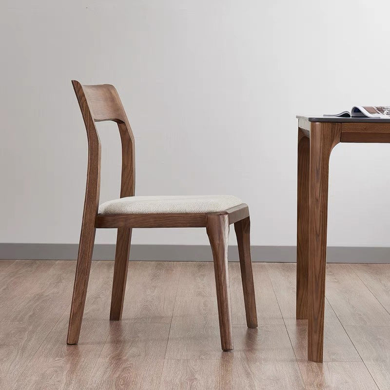 Modern Solid Wood Side Chair Open Back Dining Side Chair with Solid Wood Legs