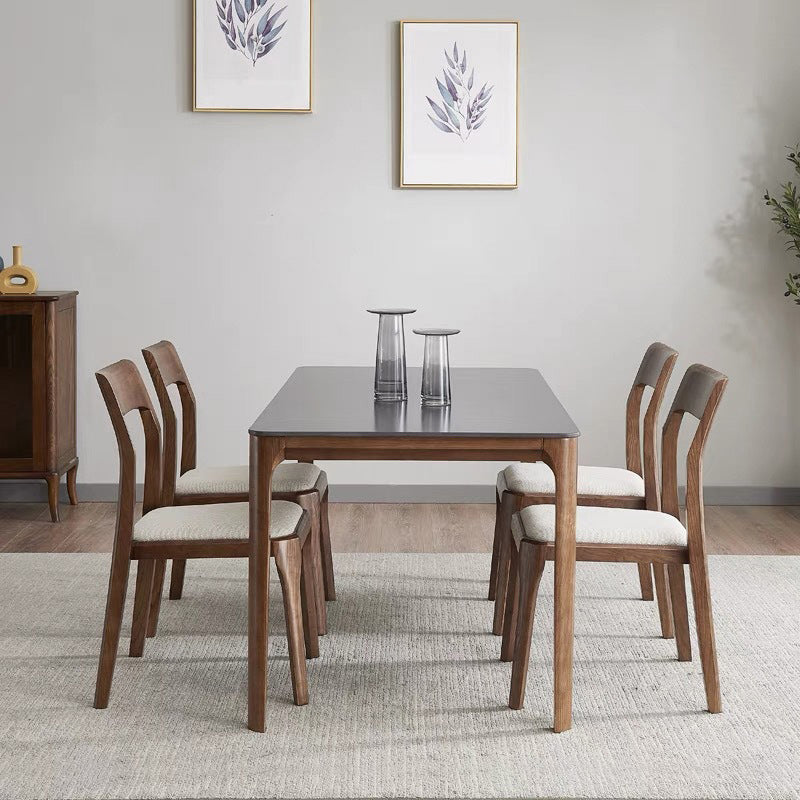 Modern Solid Wood Side Chair Open Back Dining Side Chair with Solid Wood Legs