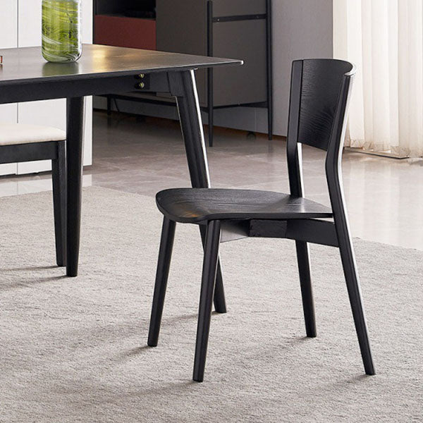 Contemporary Wood Dining Chair Open Back Dining Side Furniture in Matte Finish for Indoor