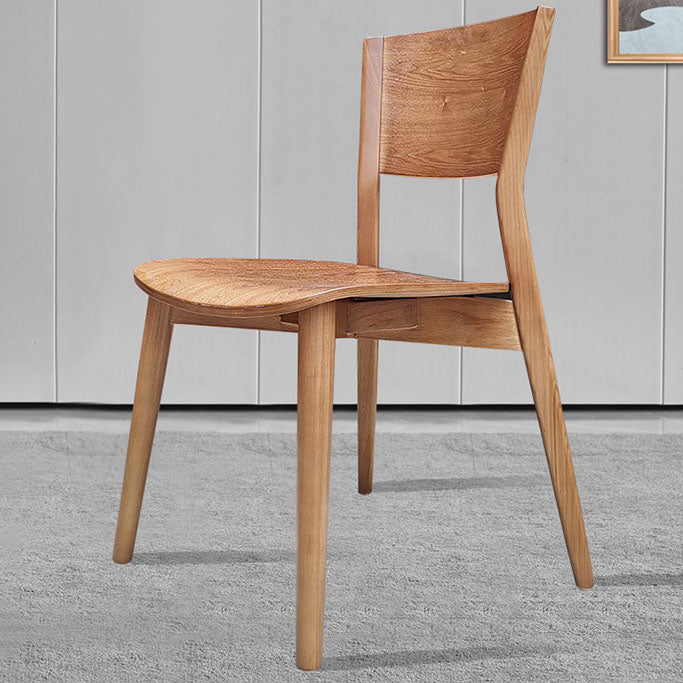 Contemporary Wood Dining Chair Open Back Dining Side Furniture in Matte Finish for Indoor