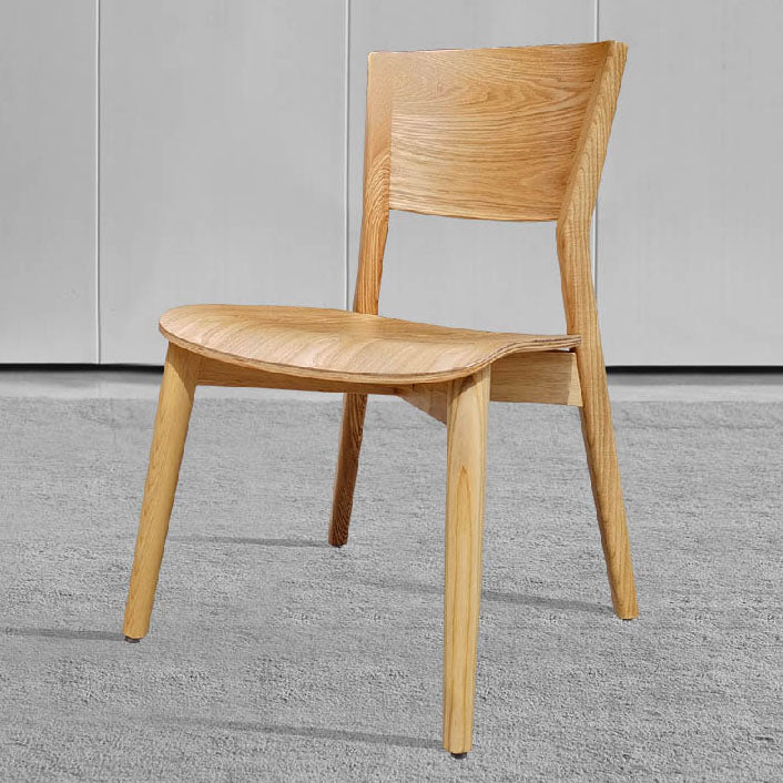 Contemporary Wood Dining Chair Open Back Dining Side Furniture in Matte Finish for Indoor