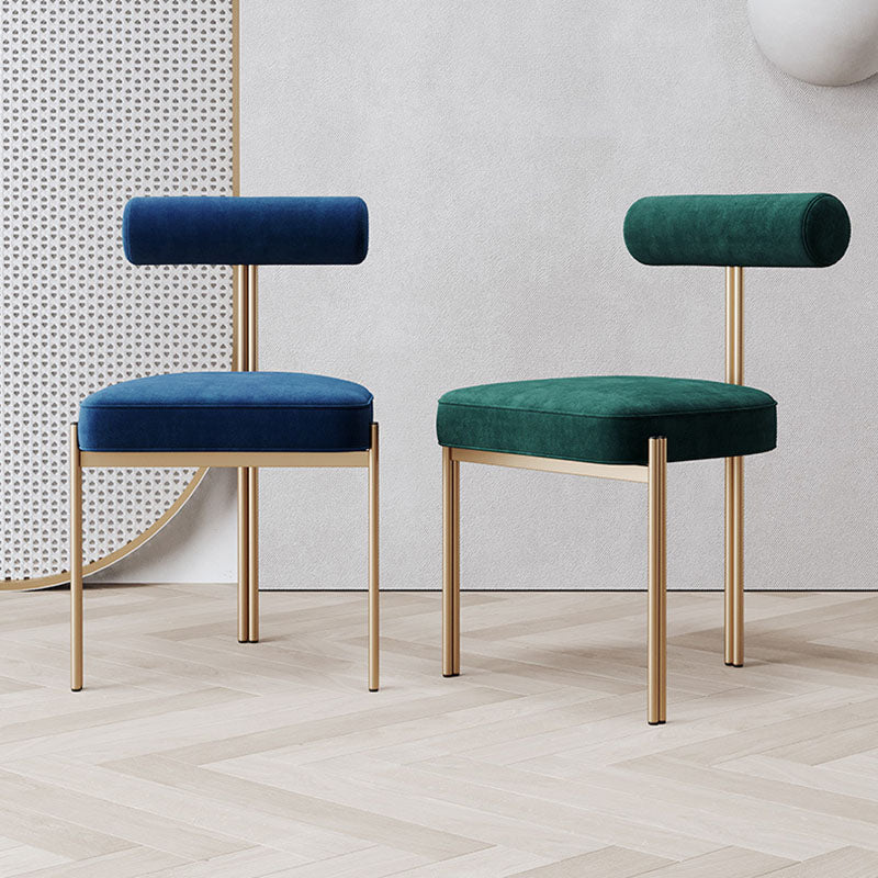 Glam Velvet Dining Chair Open Back Dining Side Furniture in Matte Finish for Indoor