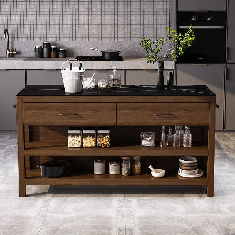 Modern Stationary Kitchen Island Table Sintered Stone Kitchen Island Table with Drawer