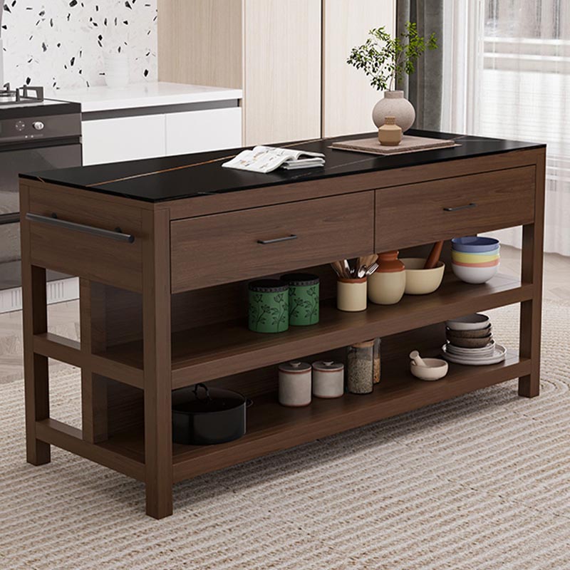 Modern Stationary Kitchen Island Table Sintered Stone Kitchen Island Table with Drawer