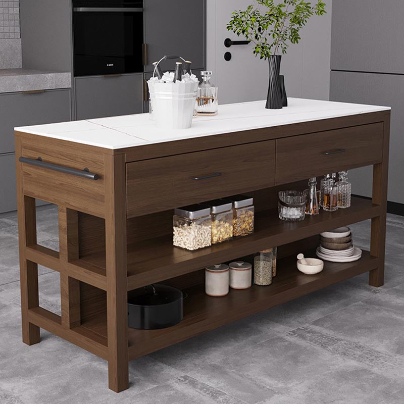 Modern Stationary Kitchen Island Table Sintered Stone Kitchen Island Table with Drawer