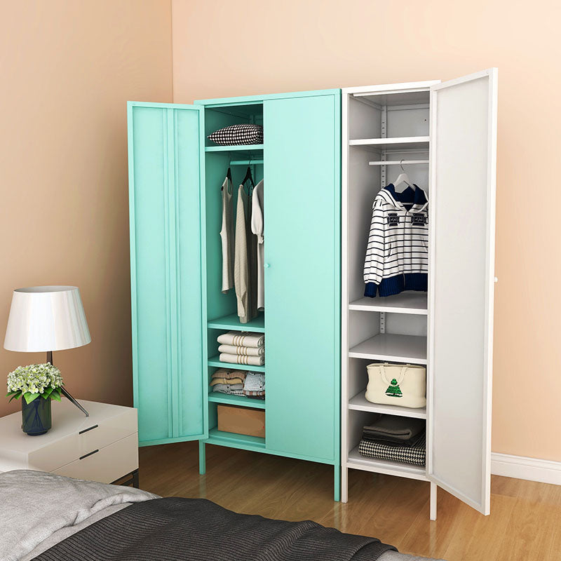 Modern Metal Wardrobe for Home Metallic Finish Cabinet with Legs