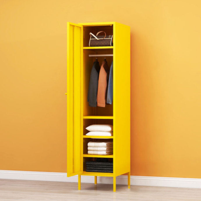 Modern Metal Wardrobe for Home Metallic Finish Cabinet with Legs
