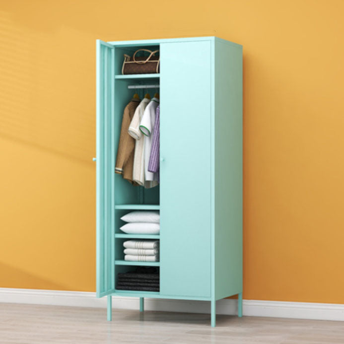 Modern Metal Wardrobe for Home Metallic Finish Cabinet with Legs
