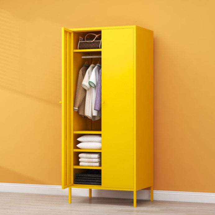 Modern Metal Wardrobe for Home Metallic Finish Cabinet with Legs