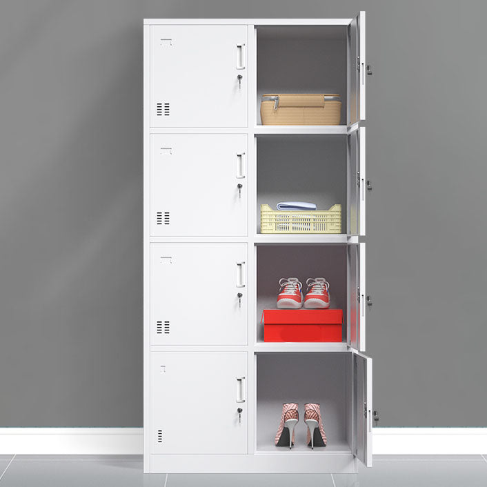 White Hinged Wardrobe Armoire Steel Storage Cabinet for Bedroom