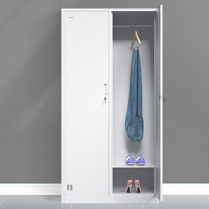 White Hinged Wardrobe Armoire Steel Storage Cabinet for Bedroom