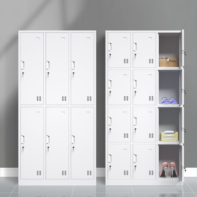 White Hinged Wardrobe Armoire Steel Storage Cabinet for Bedroom