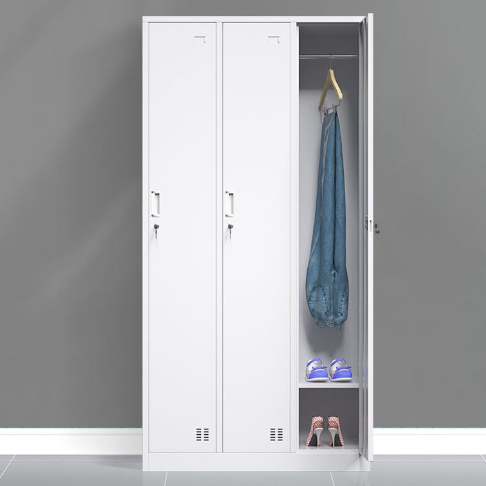 White Hinged Wardrobe Armoire Steel Storage Cabinet for Bedroom