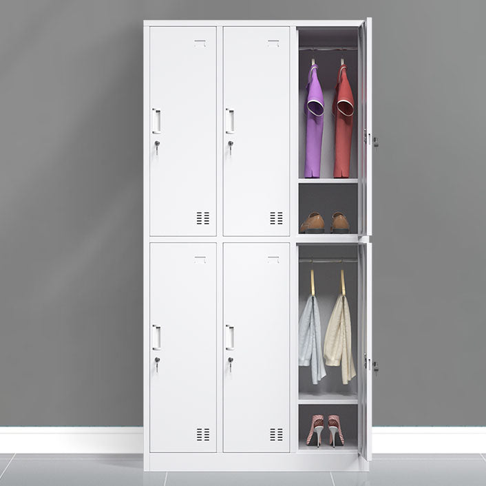 White Hinged Wardrobe Armoire Steel Storage Cabinet for Bedroom