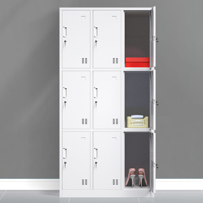 White Hinged Wardrobe Armoire Steel Storage Cabinet for Bedroom