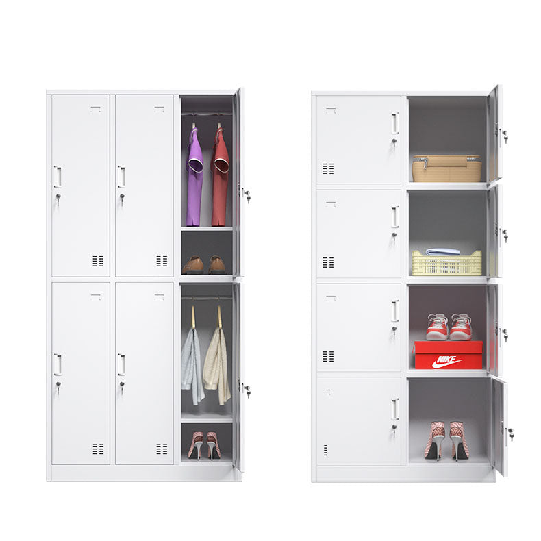 White Hinged Wardrobe Armoire Steel Storage Cabinet for Bedroom