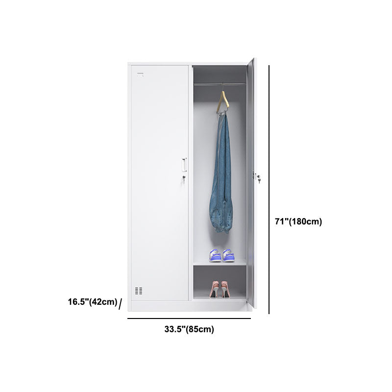 White Hinged Wardrobe Armoire Steel Storage Cabinet for Bedroom