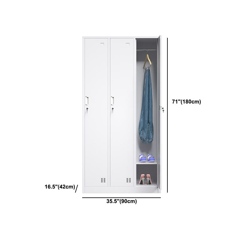 White Hinged Wardrobe Armoire Steel Storage Cabinet for Bedroom