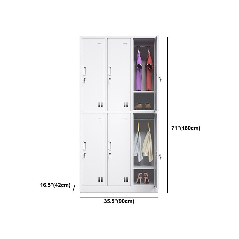 White Hinged Wardrobe Armoire Steel Storage Cabinet for Bedroom