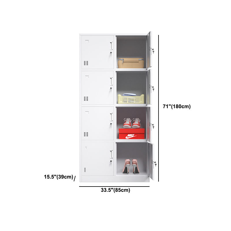 White Hinged Wardrobe Armoire Steel Storage Cabinet for Bedroom