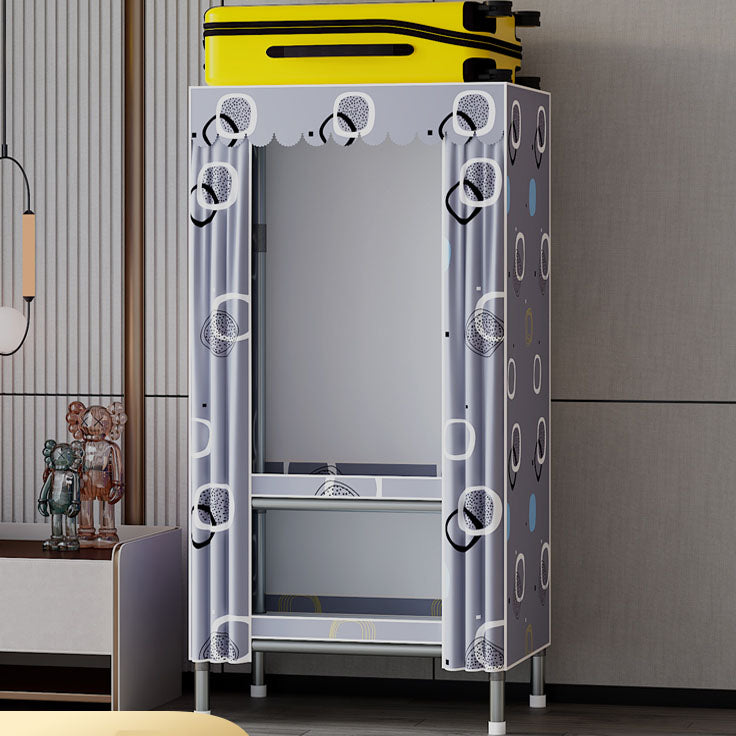 Modern Cabinet with Garment Rod Metal Storage Cabinet for Bedroom