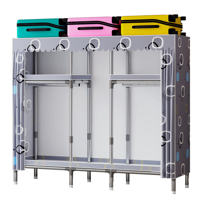 Modern Cabinet with Garment Rod Metal Storage Cabinet for Bedroom