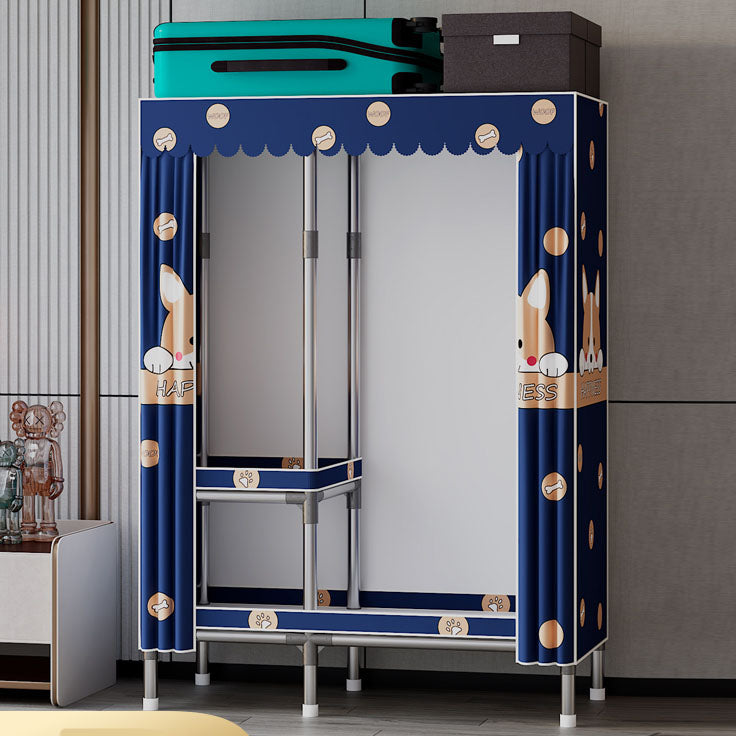 Modern Cabinet with Garment Rod Metal Storage Cabinet for Bedroom