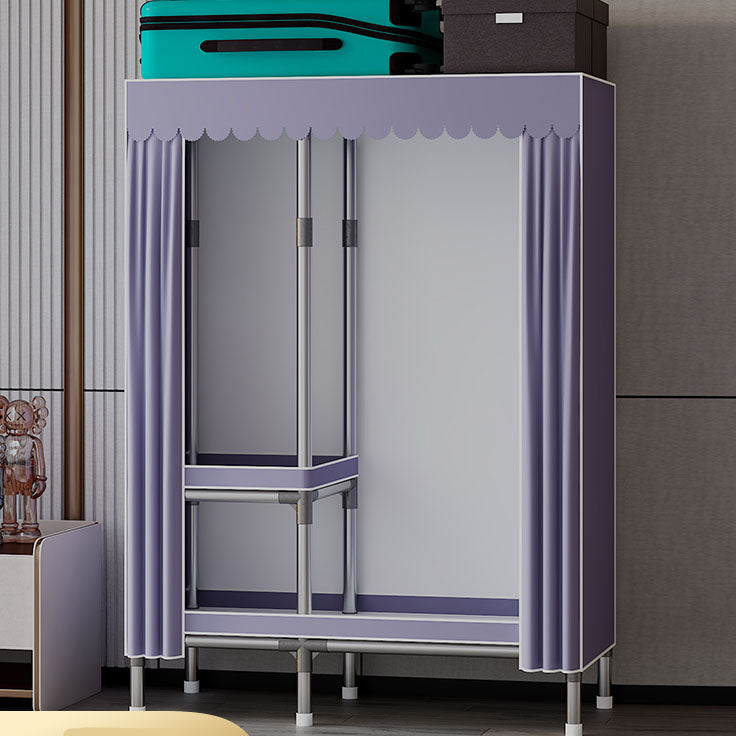 Modern Cabinet with Garment Rod Metal Storage Cabinet for Bedroom