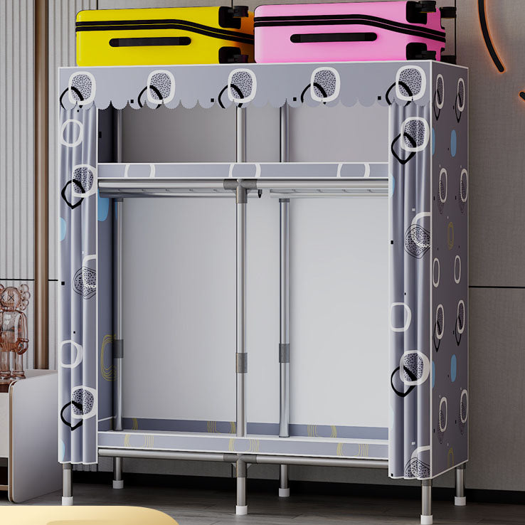 Modern Cabinet with Garment Rod Metal Storage Cabinet for Bedroom