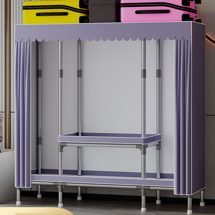 Modern Cabinet with Garment Rod Metal Storage Cabinet for Bedroom