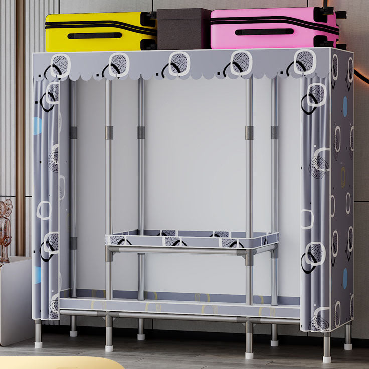 Modern Cabinet with Garment Rod Metal Storage Cabinet for Bedroom