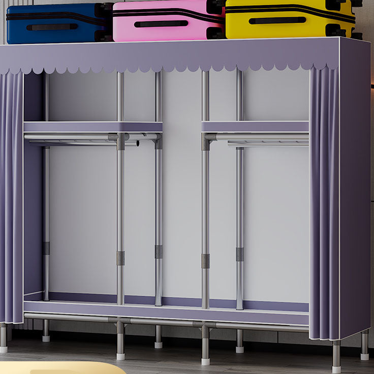 Modern Cabinet with Garment Rod Metal Storage Cabinet for Bedroom
