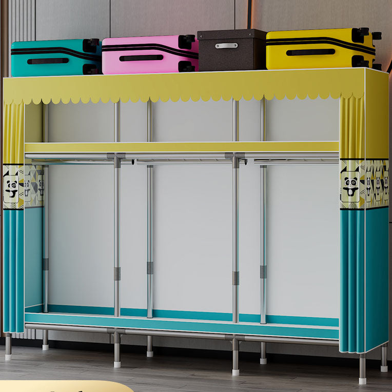 Modern Cabinet with Garment Rod Metal Storage Cabinet for Bedroom