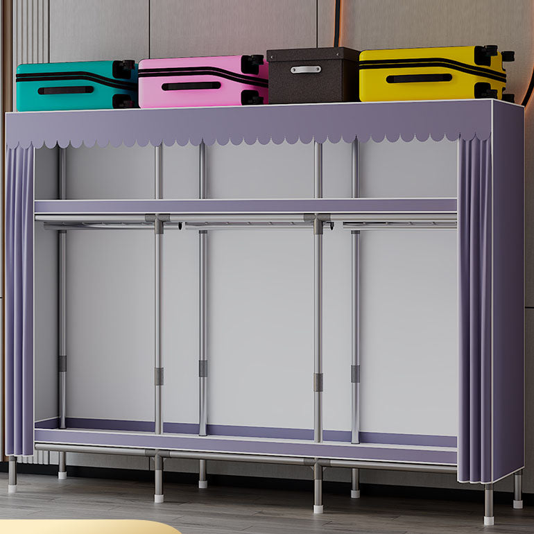 Modern Cabinet with Garment Rod Metal Storage Cabinet for Bedroom