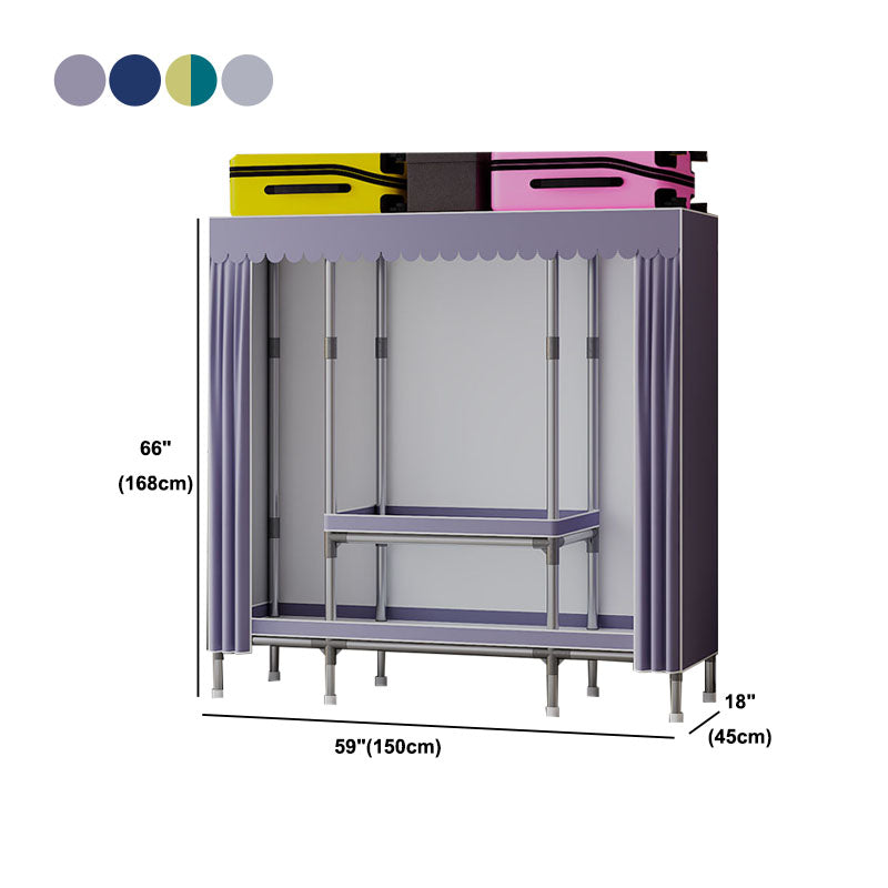 Modern Cabinet with Garment Rod Metal Storage Cabinet for Bedroom