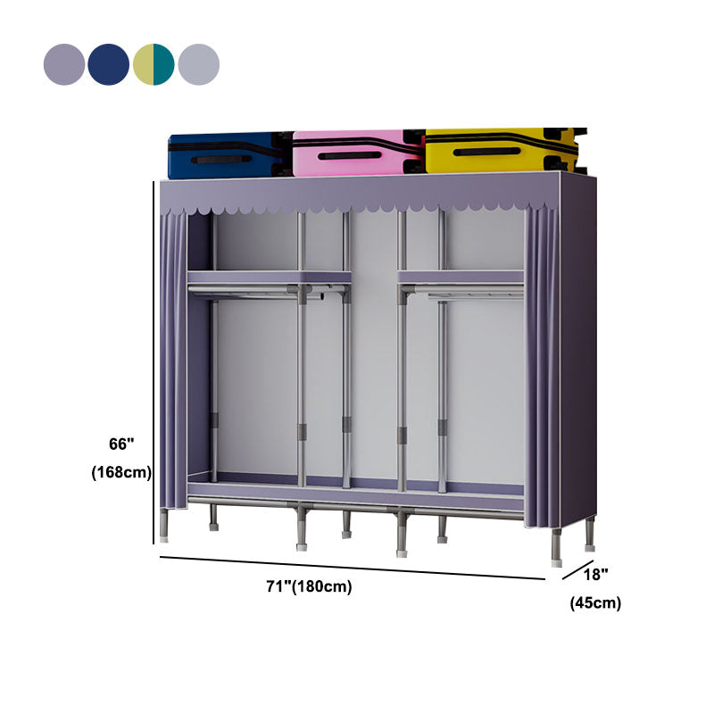 Modern Cabinet with Garment Rod Metal Storage Cabinet for Bedroom
