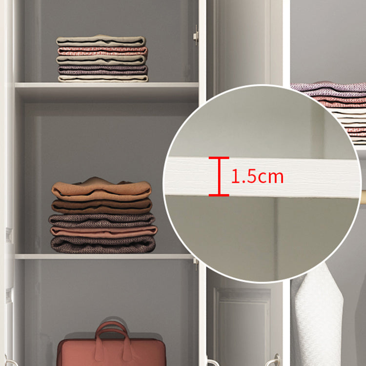 White French Country Wardrobe Armoire Engineered Wood Cabinet with Solid Wood Clothing Rod