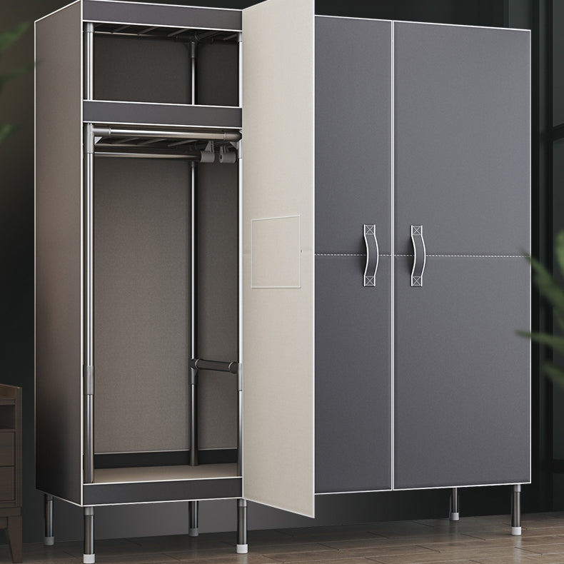 Contemporary Style Wardrobe Armoire Steel Frame Wardrobe Cabinet for Bedroom