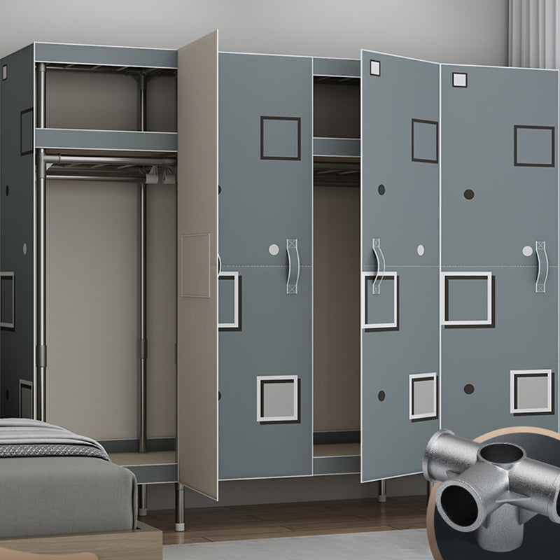 Contemporary Style Wardrobe Armoire Steel Frame Wardrobe Cabinet for Bedroom