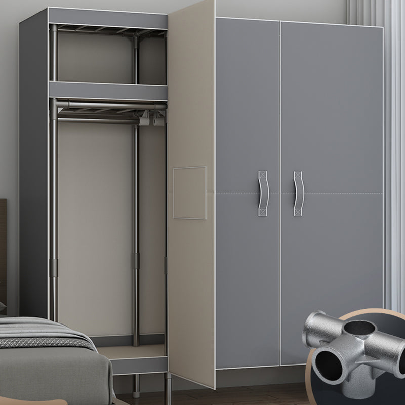 Contemporary Style Wardrobe Armoire Steel Frame Wardrobe Cabinet for Bedroom